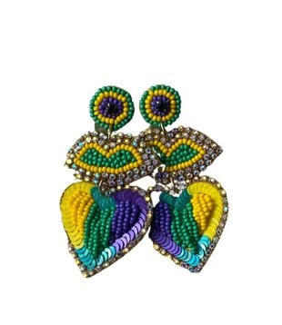 Mardi Gras Earrings, Lips & Heart