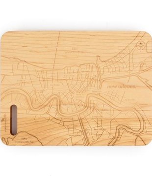 New Orleans Map Cutting Board, Wood