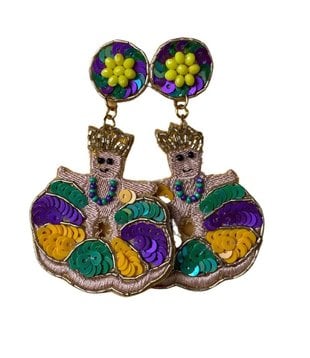 King Cake w/Baby Earrings