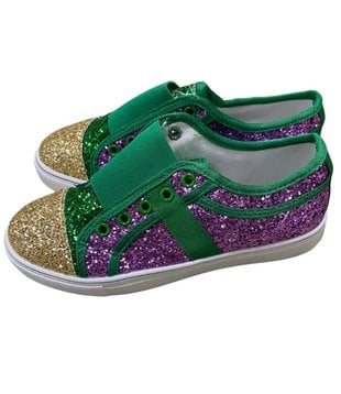 Mardi Gras Glitter No Tie Sneakers