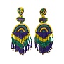Mardi Gras Bead and Gem Rainbow Earrings