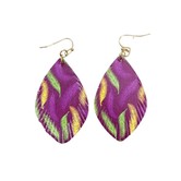 Feather Pattern Print Teardrop Earrings