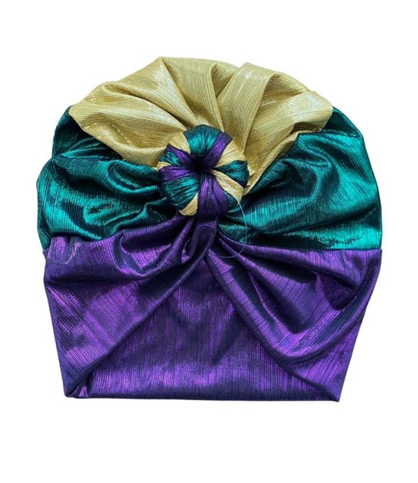 Mardi Gras Shimmer Turban w/Knot