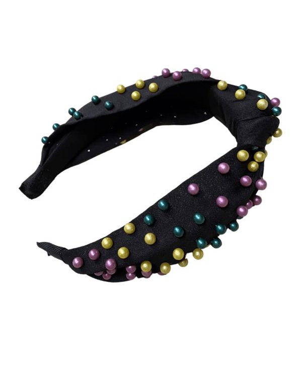 Mardi Gras Headband with Pearls, Black