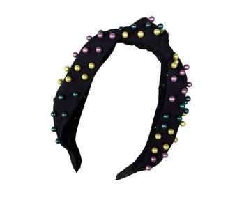 Mardi Gras Headband with Pearls, Black