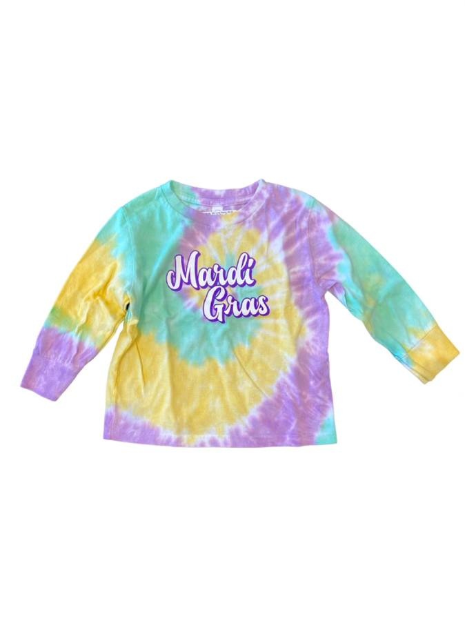 purple and gold tie dye shirt