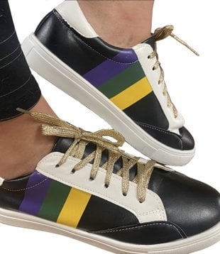 Mardi Gras Stripe Sneakers, Black