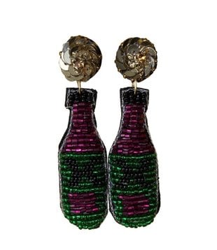 Purple & Green Beaded Bottle Earrings
