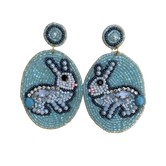 Rabbit Seed Bead Earrings, Teal