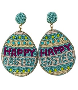 Happy Easter Beaded Egg Earrings