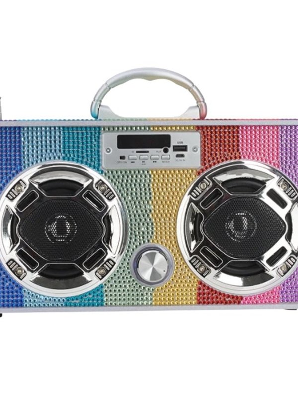 Rainbow Bling  Retro Bluetooth Boombox