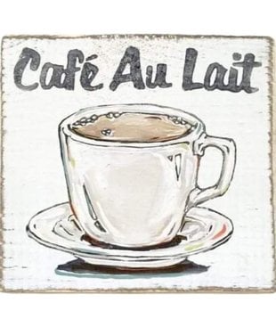 Cafe Au Lait Wood Sign