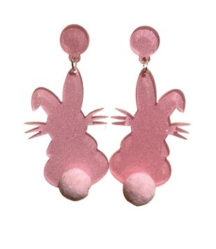 Acrylic Bunny Earrings, Pink