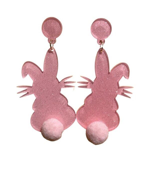 Acrylic Bunny Earrings, Pink