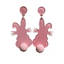 Acrylic Bunny Earrings, Pink