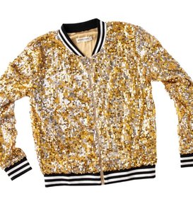 New Orleans Saints Black and Gold Sequin Bomber Jacket Bling