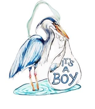 It's a Boy Blue Heron Door Hanger