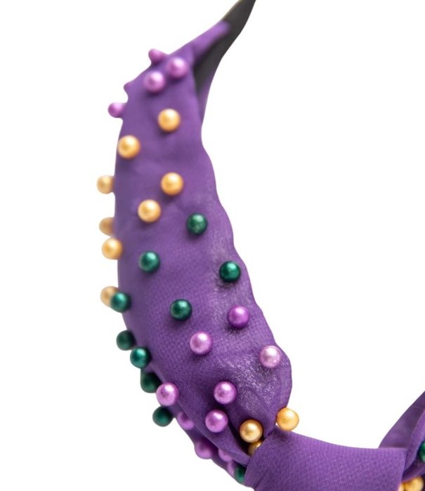 Mardi Gras Headband with Pearls, Purple