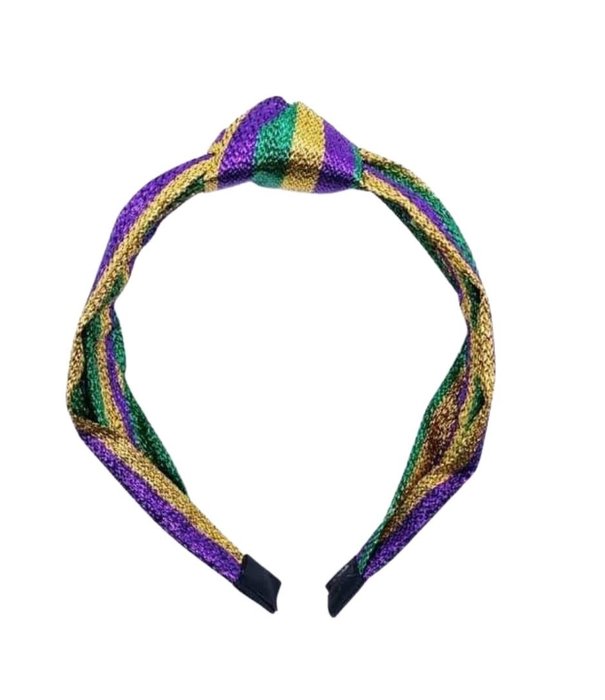 Mardi Gras Metallic Stripe Knotted Headband