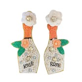 Rose Bottle Beaded Earrings, White