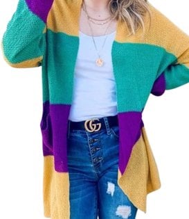 Mardi Gras Cross Sweater Cardigan