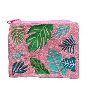 Palm Leaf Beaded Pouch