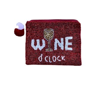 Wine O'Clock Beaded Pouch