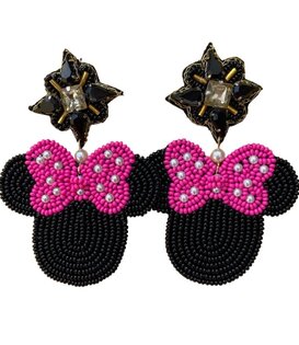 Pink Bow Mouse Earrings