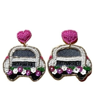 Just Married Car Earrings