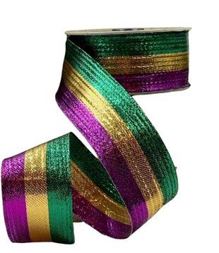Tri Color Metallic Ribbon, 1.5"