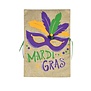 Mardi Gras Mask Garden Flag with Pom Poms