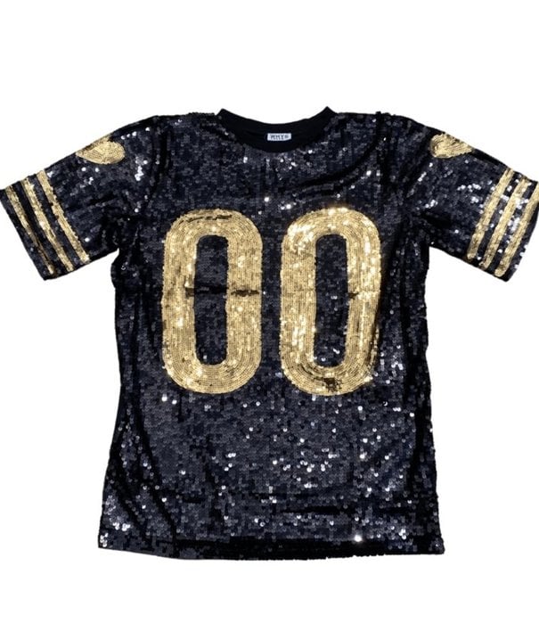 Black & Gold Jersey Sequin Tunic Dress