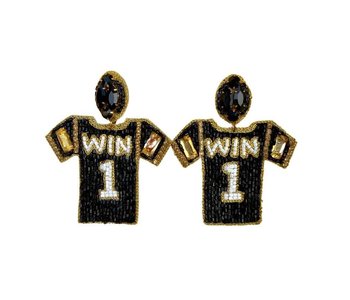 Black & Gold Beaded Jersey Earrings