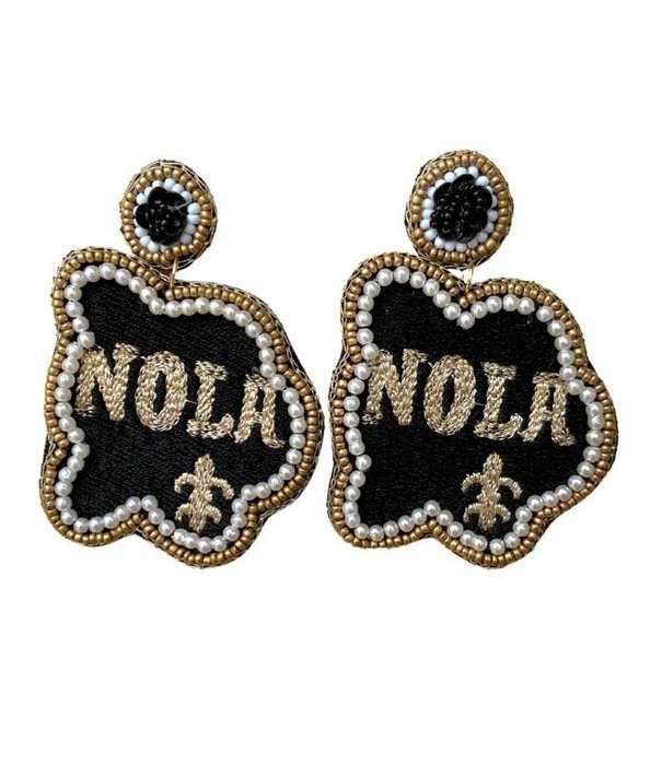 NOLA Earrings with Fleur de Lis and Beads