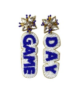 Game Day Earrings, Blue & White