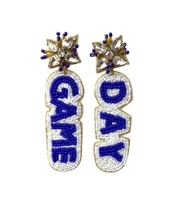 Game Day Earrings, Blue & White