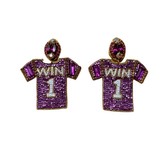 Purple & Gold Beaded Jersey Earrings