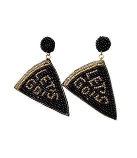 Let's Go Pennant Earrings, Black & Gold