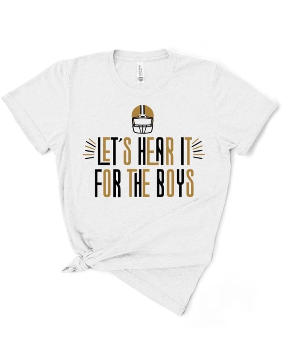 Let's Hear it for the Boys Tee, Black & Gold