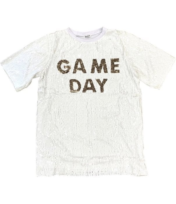 White Sequin Game Day Tunic Dress