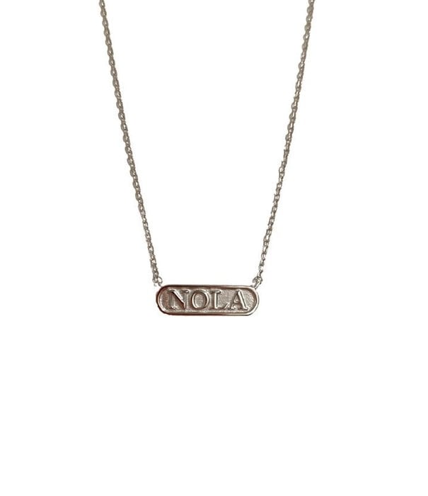 NOLA Engraved Plate Necklace, Silver