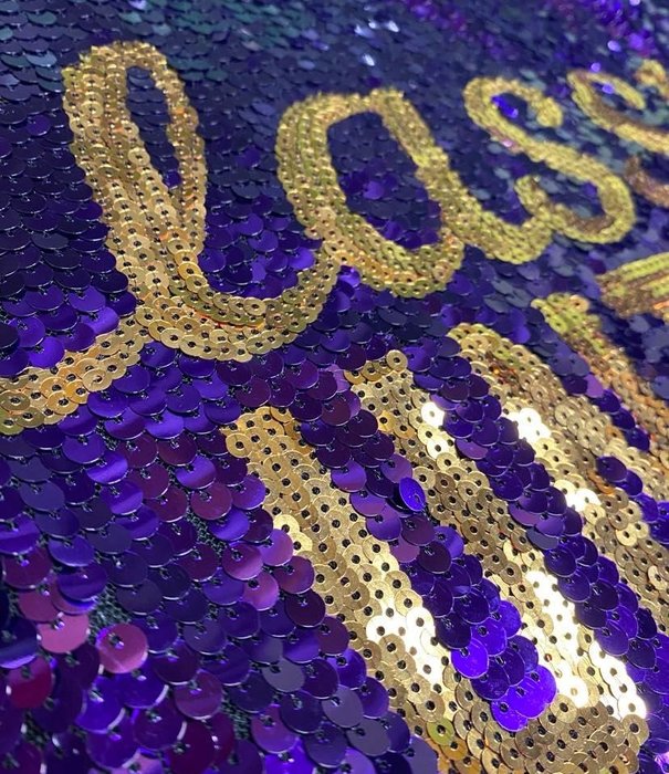 Classy Until Kick Off Sequin Tunic Dress, Purple & Gold