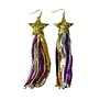 Star Sequin Tassel Earrings, Purple & Gold