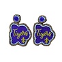 Tigers Earrings with Fleur de Lis and Beads