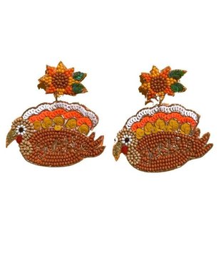 Gobble Turkey Beaded Earrings
