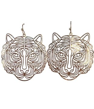 Gold Filigree Tiger Earrings