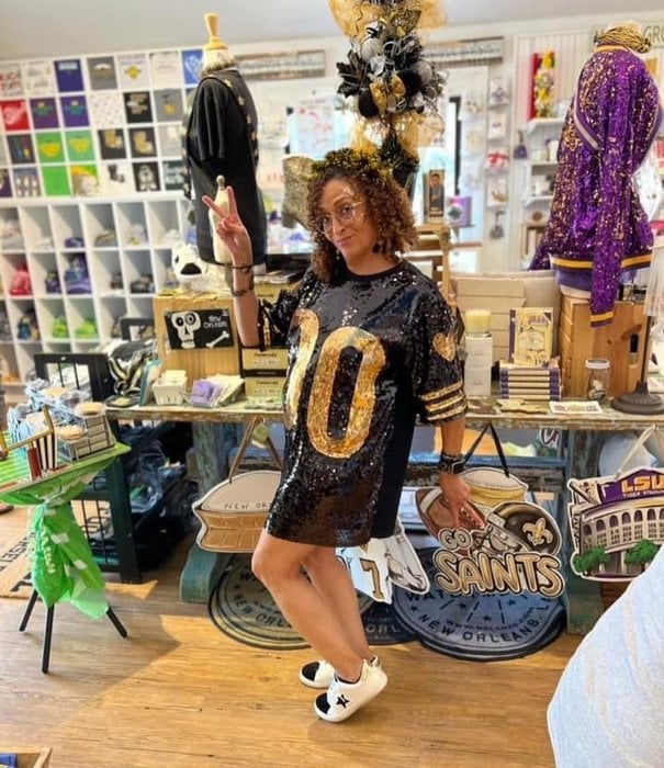 Black & Gold Jersey Sequin Tunic Dress