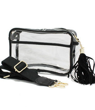 Clear Purse with Tassel, Black