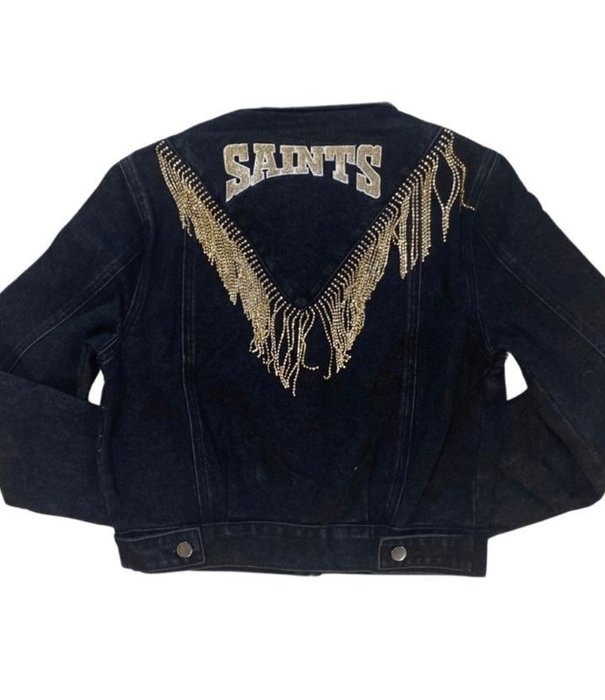 Saints Denim Jacket with Bling