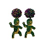 Acrylic King Cake Baby Earrings, Green